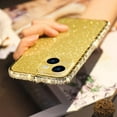 thumbnail image 1 of Compatible with iPhone 15 Plus Bling Glitter Case for Women Cute Diamond Rhinestone Sparkly Acrylic Sticker Back Plating Metal Bumper FrameProtective Girly Fashion Luxury Cover Gold, 1 of 13