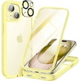 thumbnail image 1 of Compatible with iPhone 15 Plus Case, with Built-in 9H Tempered Glass Screen Protector + 2X Camera Lens Protector, Dustproof Cover Designed Full Body Rugged Shockproof Case 6.7", Light Yellow, 1 of 14