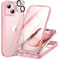 thumbnail image 1 of Compatible with iPhone 15 Plus Case, with Built-in 9H Tempered Glass Screen Protector + 2X Camera Lens Protector, Dustproof Cover Designed Full Body Rugged Shockproof Phone Case 6.7", Pink, 1 of 14