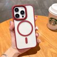 thumbnail image 1 of Compatible with iPhone 15 Plus Case - Compatible with MagSafe - Clear Transparent Back Stylish Rubber Silicone - Slim Drop Protection Anti-Yellow Magnetic Shockproof Bumper Cover, Red, 1 of 8