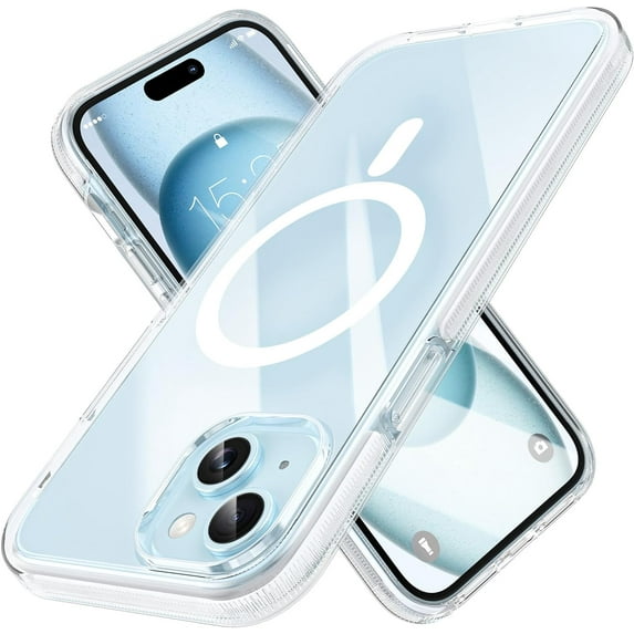 Compatible with iPhone 15 Plus Case - Compatible with MagSafe - Magnetic Clear Trasparent Design - Non-Yellowing Anti-Slip - Shockproof Bumper Phone Cover - 6.7" 2023 - White