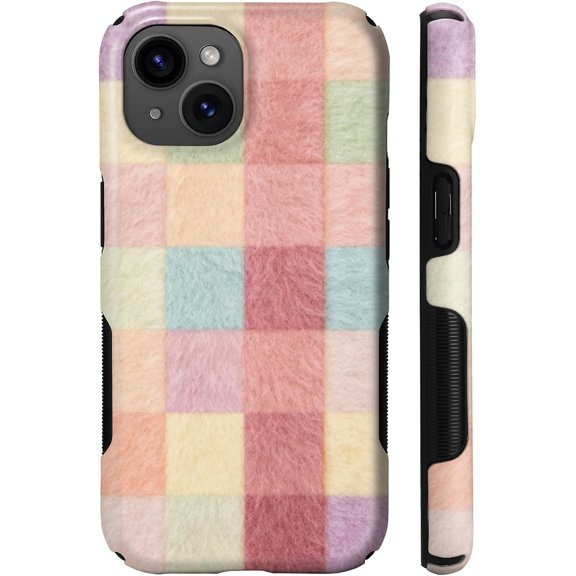 Compatible with iPhone 15 Plus Case, Compatible with MagSafe, Shockproof Soft TPU and Hard PC Protective Phone Case for Women Girls, Pastel Colorful Plaid Aesthetic Spring