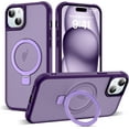 thumbnail image 1 of Compatible with iPhone 15 Plus Case with Invisible Magnetic O-Ring Stand -Grade Translucent Case for iPhone 15 Plus 6.7" [Compatible with MagSafe][Great Grip Feeling], Purple, 1 of 18