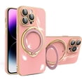 thumbnail image 1 of Compatible with iPhone 15 Plus Case with Invisible Ring Holder Kickstand, Compatible with Magsafe, Military Grade Slim Phone Cover Plating Magnetic Case Shockproof Protective Case Cover Pink, 1 of 10