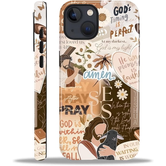 Compatible with iPhone 15 Plus Case, Jesus Quote Collage Cover for Women Men, Shockproof Soft TPU and Hard PC Protective Phone Case for iPhone 15 Plus
