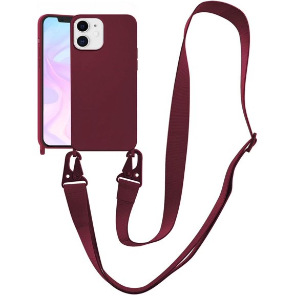 Compatible with iPhone 15 Plus Case with Lanyard Crossbody iPhone Case with Strap Adjustable Shockproof Drop Protection Silicone Phone Cover for iPhone 15 Plus 6.7’’ Plum