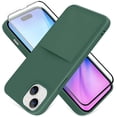 thumbnail image 1 of Compatible with iPhone 15 Plus Case Liquid Silicone Card Holder Soft Screen Protector Wallet Anti Scratch Microfiber Lining Full Body Protection Shell -Blackish Green, 1 of 12