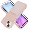 thumbnail image 1 of Compatible with iPhone 15 Plus Case Liquid Silicone Card Holder Soft Screen Protector Wallet Anti Scratch Microfiber Lining Full Body Protection Shell -Sand Pink, 1 of 12