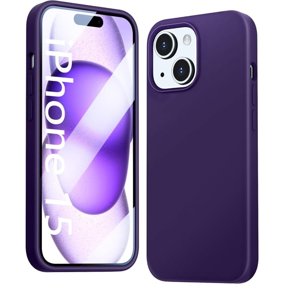Compatible with iPhone 15 Plus Case, Liquid Silicone Slim Shockproof Protective Phone Case for iPhone 15 Plus 6.7 inch[Microfiber Lining]. (Dark Purple)