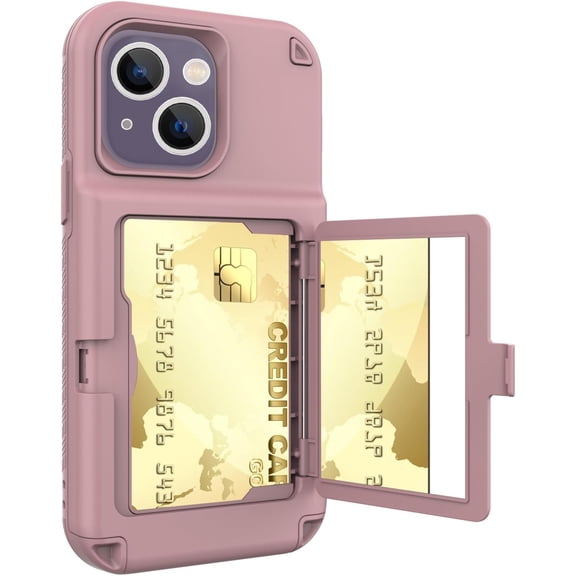 Compatible with iPhone 15 Plus Case Mirror Case with Card Holder, Cute Luxury Fashion Makeup Mirror Back Cover Wallet Case Soft Silicone Rubber Bumper Slim Ultra Thin Protection Phone Case