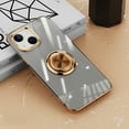thumbnail image 1 of Compatible with iPhone 15 Plus Case, with Ring Holder Kickstand Clear Soft Silicone with Car Magnetic Shockproof TPU Cover Transparent Phone Case Slim Thin for iPhone 15 Plus, Gold, 1 of 10