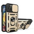 thumbnail image 1 of Compatible with iPhone 15 Plus Case with Sliding Camera Lens Cover and Ring Kickstand Heavy Duty Military Grade Rugged Protection Shockproof Back Phone Cover for iPhone 15 Plus, Gold, 1 of 7