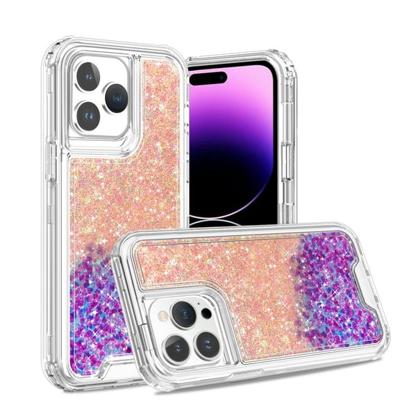 Compatible with iPhone 15 Plus Case, Two-color Glitter drops Glitter Hybrid Protective Phone Case Ultra Slim Anti-Scratch Anti-fall Shock Absorption TPU Bumper Cover for iPhone 15 Plus,E