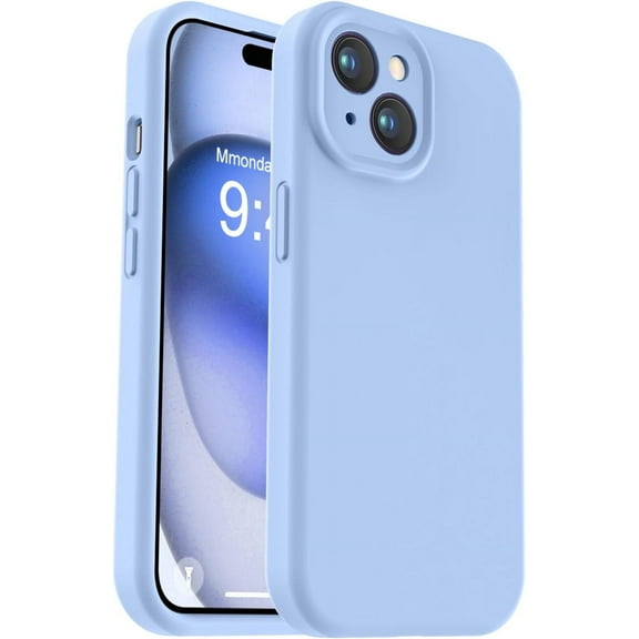 Compatible with iPhone 15 Plus Case, Upgrade Defender Liquid Silicone, [Full Covered Camera] [Soft Microfiber Lining] Shockproof Phone Case for iPhone 15 Plus 6.7 inch - light blue