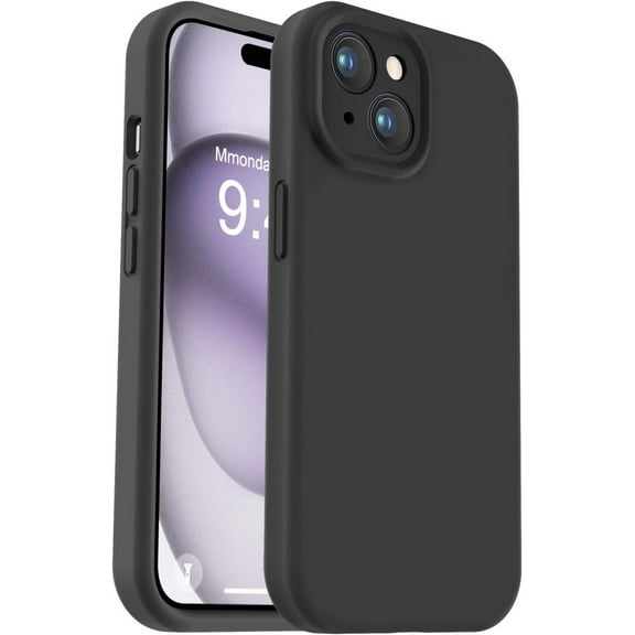 Compatible with iPhone 15 Plus Case, Upgrade Defender Liquid Silicone, [Full Covered Camera] [Soft Microfiber Lining] Shockproof Phone Case for iPhone 15 Plus 6.7 inch - Black