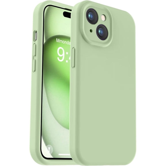 Compatible with iPhone 15 Plus Case, Upgrade Liquid Silicone [Enhanced Camera Protection] [Soft Anti-Scratch Microfiber Lining] Shockproof Phone Case for iPhone 15 Plus 6.7 inch - Matcha