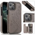 thumbnail image 1 of Compatible with iPhone 15 Plus Case Wallet with Card Holder,Embossed Butterfly Pattern PU Leather Double Magnetic Buttons Flip Shockproof Protective Cover for iPhone 15 Plus 6.7 Inch, Gray, 1 of 9