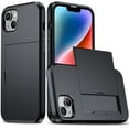 thumbnail image 1 of Compatible with iPhone 15 Plus Case, Wallet Cover Credit Card Holder Slot Sliding Back Pocket Anti-Scratch Dual Layer Protective Case Cover for iPhone 15 Plus, Black, 1 of 9