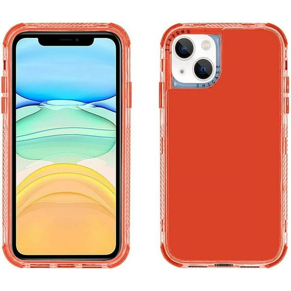 Compatible with iPhone 15 Plus Clear Case, Neon Colors Three Durable Layers Rugged Slim Flexible TPU Anti-Drop Reinforced Corners Shockproof Bumper Protective Phone Case for Women Girl Men