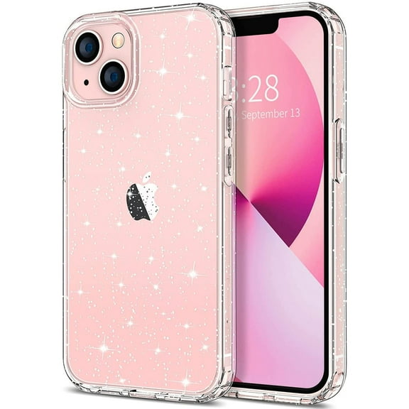 Compatible with iPhone 15 Plus Clear Glitter Case, Hybrid Protective Phone Case Slim Transparent Anti-Scratch Shock Absorption Bumper Cover for iPhone 15 Plus 6.7 inch (2023), Glitter