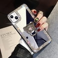 thumbnail image 1 of Compatible with iPhone 15 Plus Mirror Bling Case with Ring Cute Glitter Diamond Rhinestone Holder Loopy Finger Grip Kickstand Stand Luxury Fashion Cover for Women Girls Silver, 1 of 11