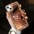thumbnail image 1 of Compatible with iPhone 15 Plus Mirror Bling Case with Ring Cute Glitter Diamond Rhinestone Holder Loopy Finger Grip Kickstand Stand Luxury Fashion Cover for Women Girls Rose Gold, 1 of 7