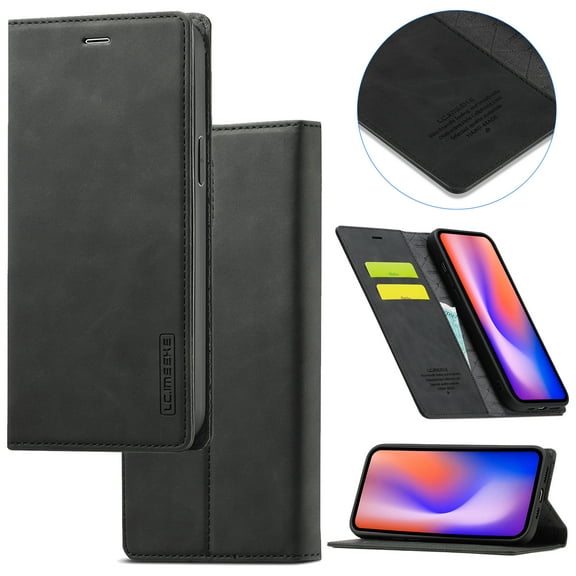 Compatible with iPhone 15 Plus Wallet Case, PU Leather Flip Folio Case with Card Holders RFID Blocking Kickstand [Shockproof TPU Inner Shell] Phone Cover For iPhone 15 Plus, Black