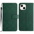 thumbnail image 1 of Compatible for iPhone 15 Plus Wallet Case Rhombus Skin Feel Strong Magnetic PU Leather Women Men Case with Card Holders Stand Flip Protective Cover with Wrist Strap,Green, 1 of 10