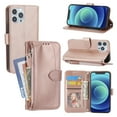 thumbnail image 1 of Compatible With iPhone 15 Plus Wallet Case Wearable Leather Card Pockets Zipper Design Shockproof Wristband Crossbody Lanyard Full Coverage Protection Dustproof Lightweight Luxury Cover,Pink, 1 of 12