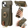 thumbnail image 1 of Compatible for iPhone 15 Plus Zipper Wallet Case with Card Holder, Rotation Ring Kickstand Case, PU Leather Card Slots RFID Blocking Protection Shockproof Phone Cover for iPhone 15 Plus, Gray, 1 of 10