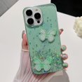 thumbnail image 1 of Compatible with iPhone 15 Pro Bling Case 3D Diamond Butterfly Case Luxury Sparkly Glitter Sequins Phone Cover for Women Girly Shiny Aesthetic Soft TPU Protective Shockproof Cover, Green, 1 of 11