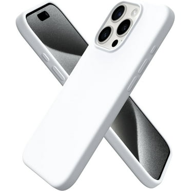 Compatible with iPhone 15 Pro Case 6.1", Liquid Silicone 3 Layers Full Covered Soft Gel Rubber Cover, Shockproof Protective Slim Phone Case with Anti-Scratch Microfiber Lining-White