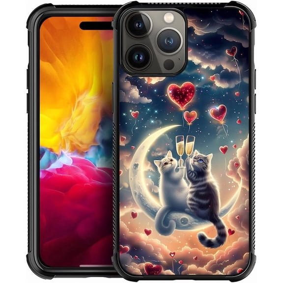 Compatible with iPhone 15 Pro Case, Cat Couple Drinks Case for Case for Men Woman, Anti-Scratch Soft TPU Shockproof Unique Protective Cover Pattern Design