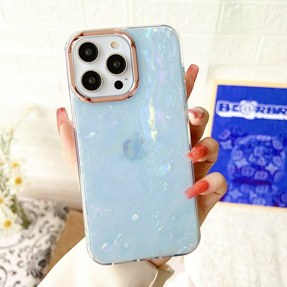 Compatible with iPhone 15 Pro Case, Clear Glitter Hybrid Protective Phone Case Slim Transparent Anti-Scratch Shock Absorption TPU Bumper Cover for iPhone 15 Pro 6.1", Blue