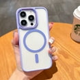 thumbnail image 1 of Compatible with iPhone 15 Pro Case - Compatible with MagSafe - Clear Transparent Back Stylish Rubber Silicone - Slim Drop Protection Anti-Yellow Magnetic Shockproof Bumper Cover, Lightpurple, 1 of 8