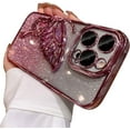 thumbnail image 1 of Compatible with iPhone 15 Pro Case, Cute 3D Glitter Butterfly, Luxurious Electroplated Frame Design, Slim Soft Shockproof Case for Ladies and Girls(Pink), 1 of 6