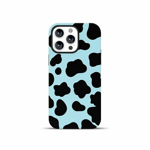 Compatible with iPhone 15 Pro Case, Cute Animal Hybrid Cover for Girls Women Protective Cow Print Design Phone Cases, Anti-Scratch Shockproof Camera Protective Cover for iPhone 15 Pro, Blue