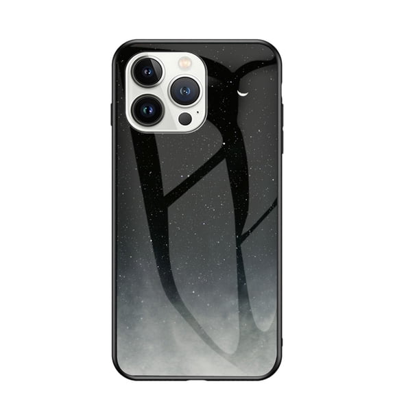 Compatible with iPhone 15 Pro Case,Cute Starry Sky Patterned  Fashionable Tempered Glass Back with Soft Silicone Bumper Lightweight Protective Phone Case for iPhone 15 Pro,Starry Sky