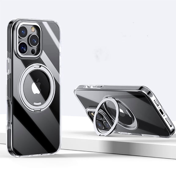 Compatible with iPhone 15 Pro Case with Invisible Magnetic 360°Ring Stand, Compatible with MagSafe, Great Grip Feeling, Anti-Slip, Drop-Proof and Protective Cover, Translucent Matte Case, Black