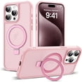 thumbnail image 1 of Compatible with iPhone 15 Pro Case with Invisible Magnetic O-Ring Stand -Grade Translucent Case for iPhone 15 Pro 6.1" [Compatible with MagSafe][Great Grip Feeling], Pink, 1 of 18