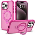 thumbnail image 1 of Compatible with iPhone 15 Pro Case with Invisible Magnetic O-Ring Stand Military-Grade Translucent Case for iPhone 15 Pro 6.1" [Compatible with MagSafe][Great Grip Feeling], Rose, 1 of 18