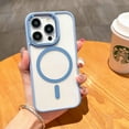 thumbnail image 1 of Compatible with iPhone 15 Pro Case - Compatible with MagSafe - Clear Transparent Back Stylish Rubber Silicone - Slim Drop Protection Anti-Yellow Magnetic Shockproof Bumper Cover, Blue, 1 of 8