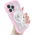 thumbnail image 1 of Compatible for iPhone 15 Pro Case Magsafe, Wave Phone Case Cute Water Ripple Candy Colors Frame Shockproof for iPhone 15 Pro Phone Case for Women 6.1 Inch - Pink, 1 of 10