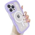 thumbnail image 1 of Compatible for iPhone 15 Pro Case Magsafe, Wave Phone Case Cute Water Ripple Candy Colors Frame Shockproof for iPhone 15 Pro Phone Case for Women 6.1 Inch - Purple, 1 of 10
