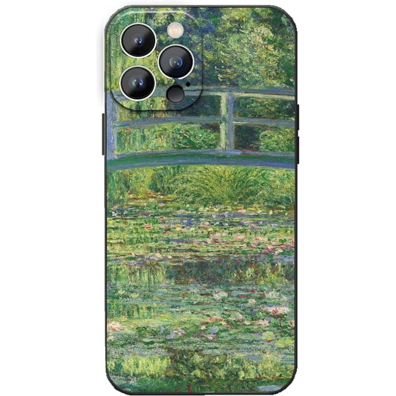 Compatible with iPhone 15 Pro Case,Monet Japanese Bridge Water Lilies Green Landscape Nature Art Aesthetic Florals Phone Case,Slim Thin Shockproof Protective Bumper Cover for iPhone 15 Pro