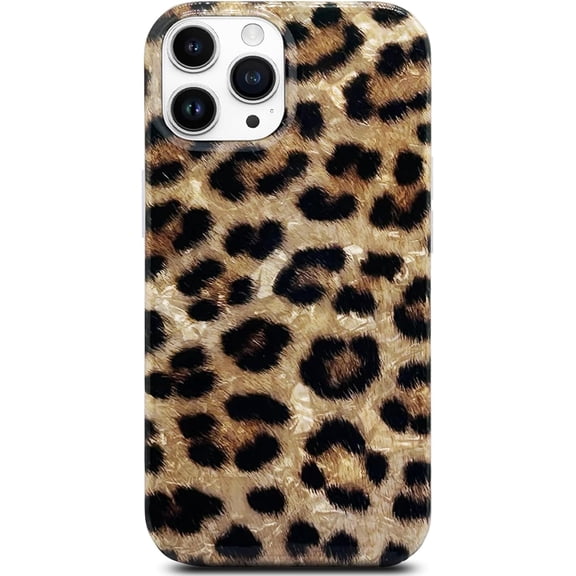 Compatible with iPhone 15 Pro Case, Soft Sparkly Leopard Print Pearly Thinfoil Animal Design Women Girl Protective Case Phone Cover for iPhone 15 Pro 6.1