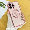 thumbnail image 1 of Compatible with iPhone 15 Pro Case [Support Compatible with Magsafe] Fairy Rose Pattern Magnetic Plating Electroplate Luxury Elegant Camera Protection Soft TPU Shockproof Back Cover -Pink, 1 of 6