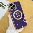 thumbnail image 1 of Compatible with iPhone 15 Pro Case [Support Compatible with Magsafe] Fairy Rose Pattern Magnetic Plating Electroplate Luxury Elegant Camera Protection Soft TPU Shockproof Back Cover -Purple, 1 of 12