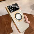 thumbnail image 1 of Compatible with iPhone 15 Pro Case 【Support Compatible with Magsafe】 Magnetic Logo View Magnetic Plating Luxury Case Wide Lens Camera Protection Corner Back Cover -Gold, 1 of 11