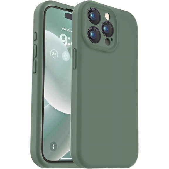 Compatible with iPhone 15 Pro Case, Upgrade Defender Liquid Silicone, [Enhanced Camera Protection] [Soft Anti-Scratch Microfiber Lining] Shockproof Phone Case iPhone 15 Pro 6.1 inch - Cypress
